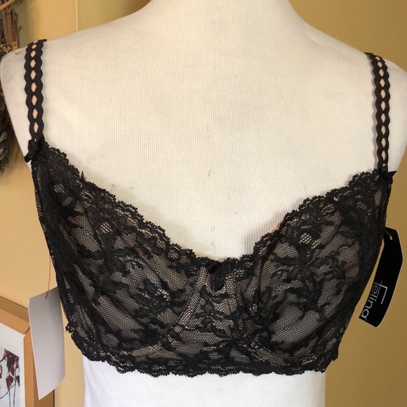 FELINA Size 38C HARLOW Lace Underwire Sexy Romantic Pretty Black & Nude $69 NEW - Picture 2 of 15